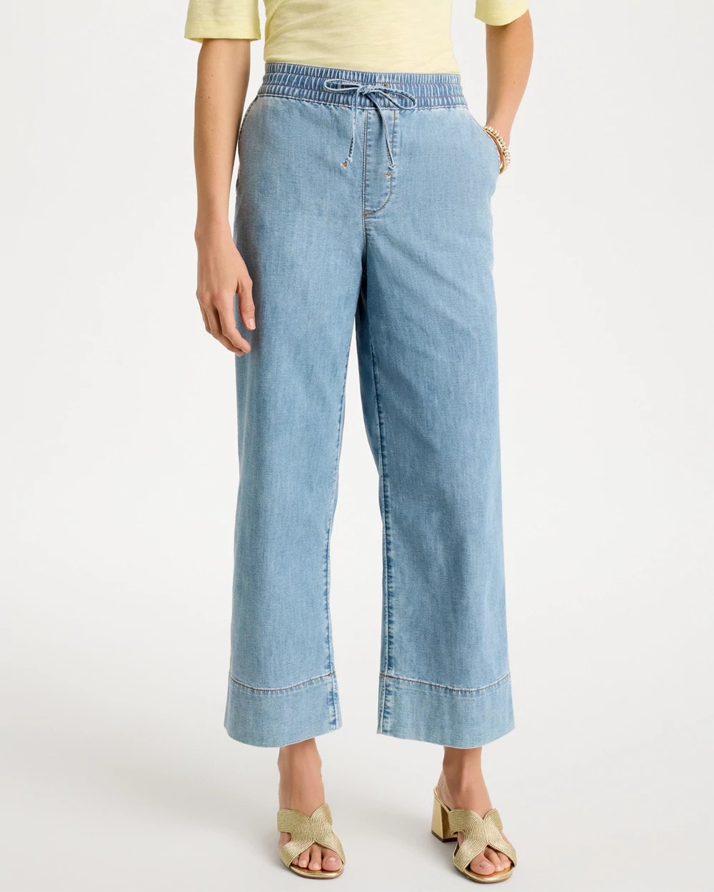 Antonio Melani Alexandra Pearl Wide Leg Crop Denim Jeans at